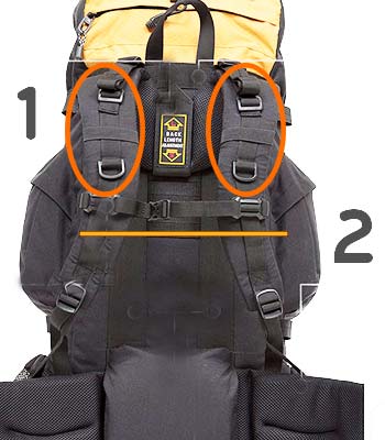 Backpack with loops on shoulder and chest strap