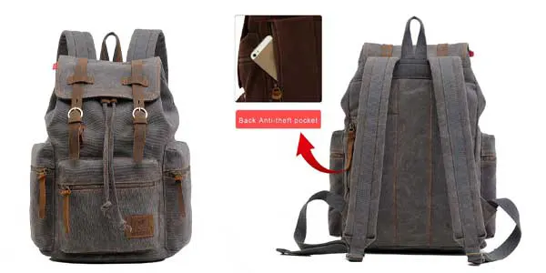 high capacity canvas vintage backpack for pa student
