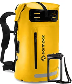 Earth-Pak-Waterproof-backpack-canoeing yellow