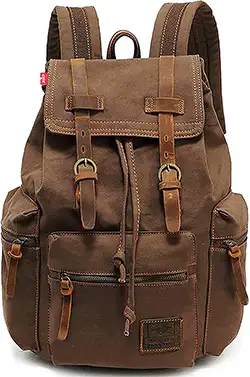 vintage canvas leather geocaching backpack