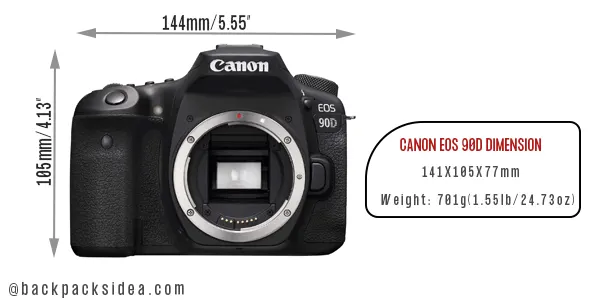 Canon 90d dimension, weight and size chart