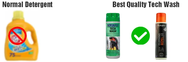 use best quality tech wash like nikwax or granger